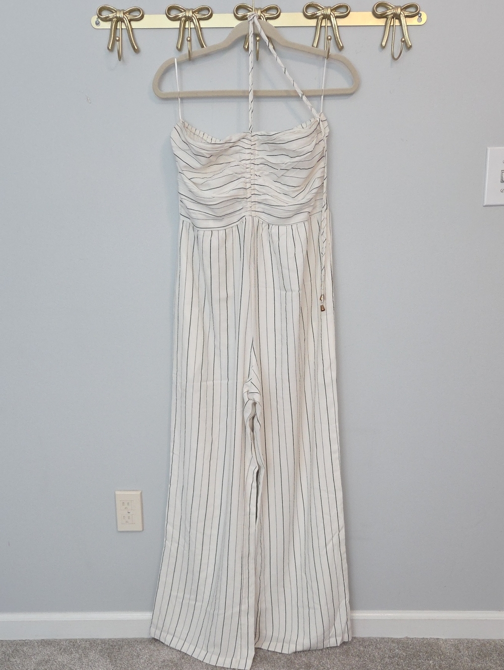 Striped Linen Blend Wide-Leg Jumpsuit
